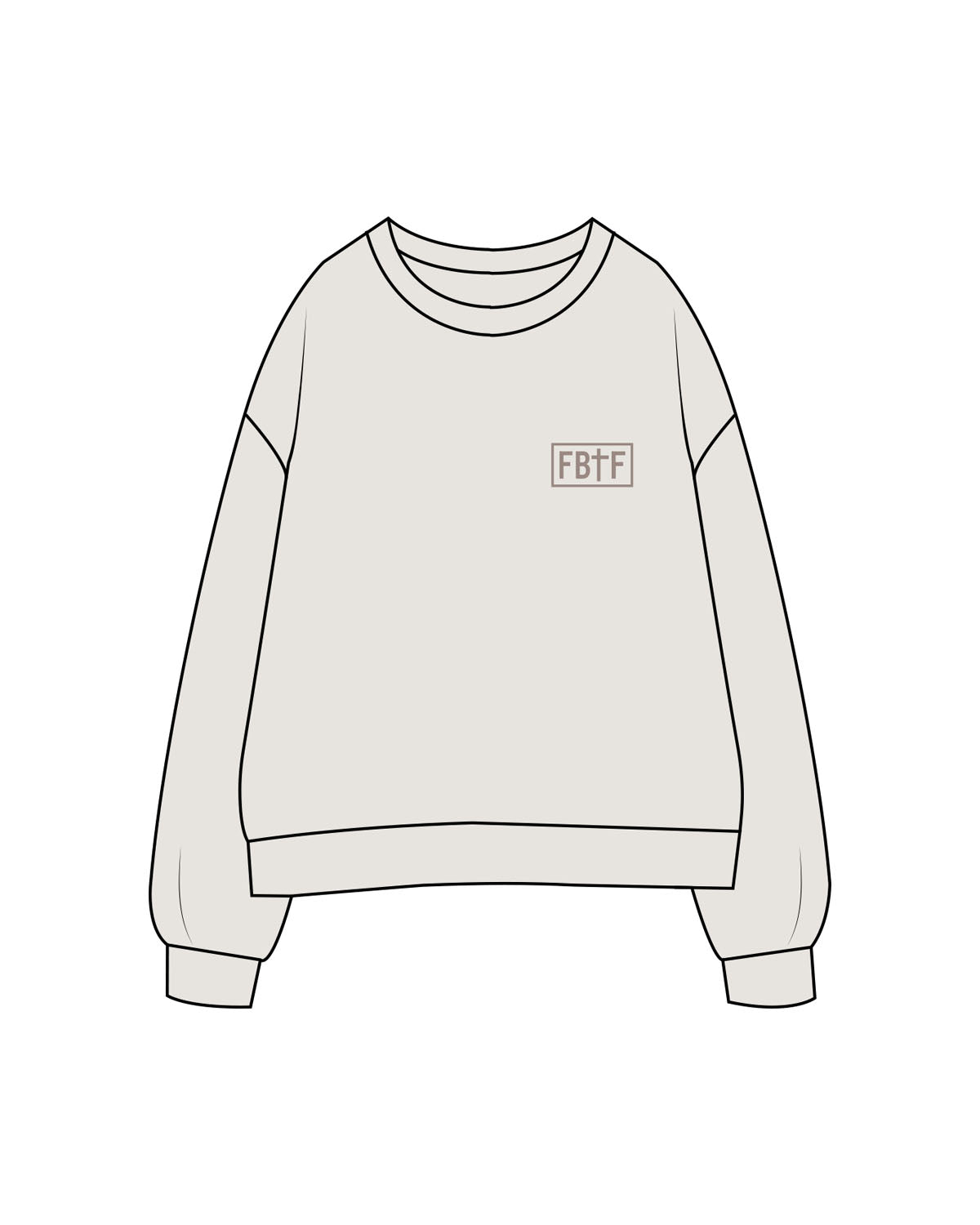 The Mens Crewneck - Washed Bone - Fed By The Fruit - Left Chest - Printed - Latte