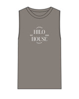The Mens Heavyweight Tank - Washed Gray - HiLo - Center Chest - White - Printed