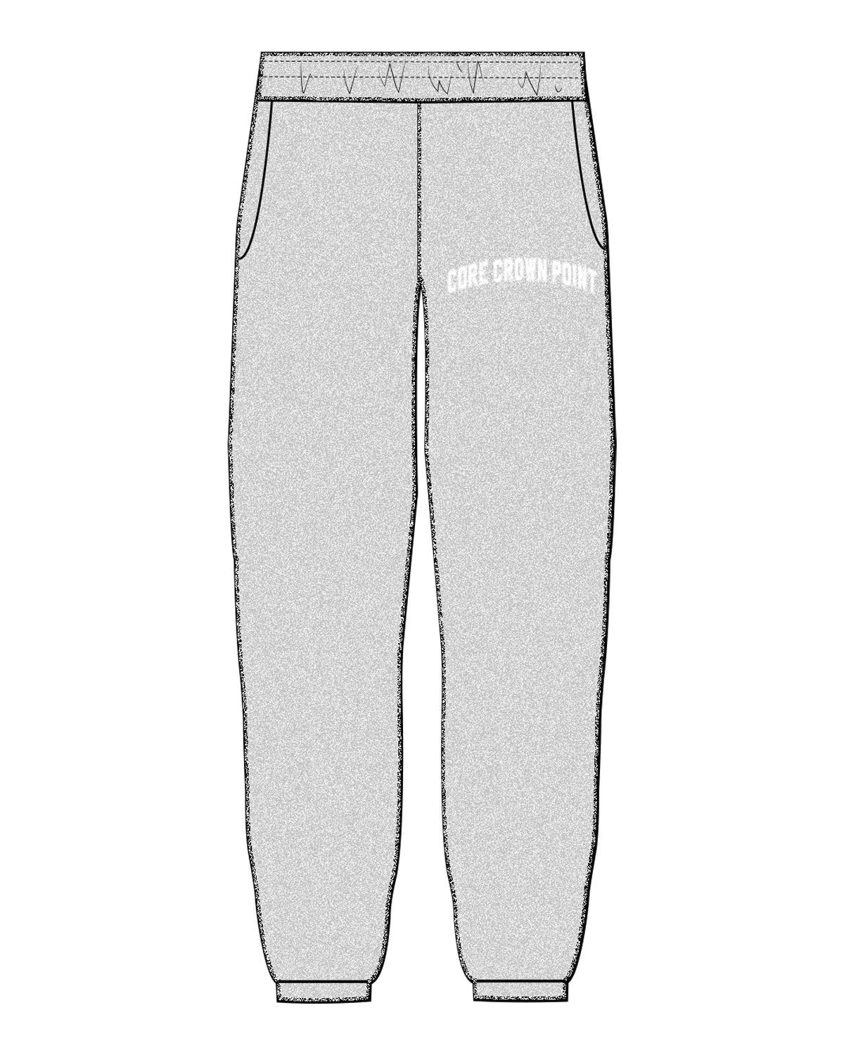 The Womens Sweatpants - Heather - Core Crown Point -  Left Leg - Printed - White
