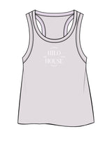 The Crop Tank - Orchid - HiLo - Center Chest - White Printed