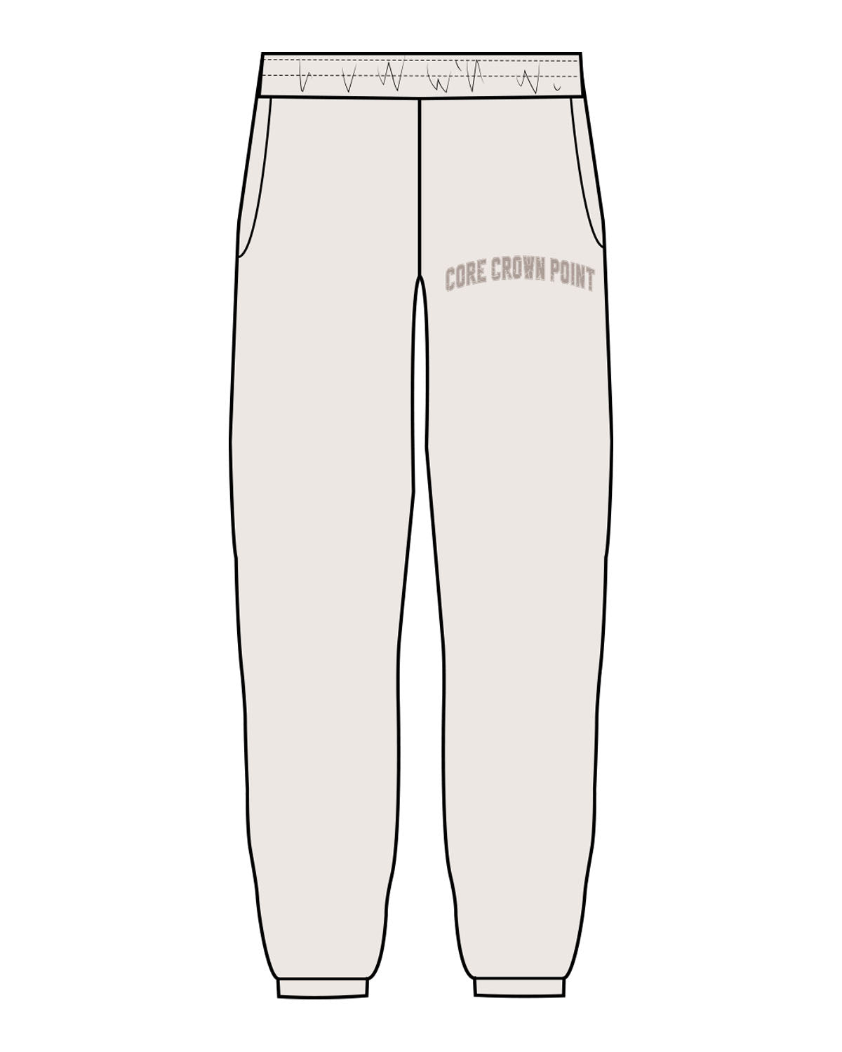 The Womens Sweatpants - Bone - Core Crown Point - Left Leg - Printed - Tone on Tone