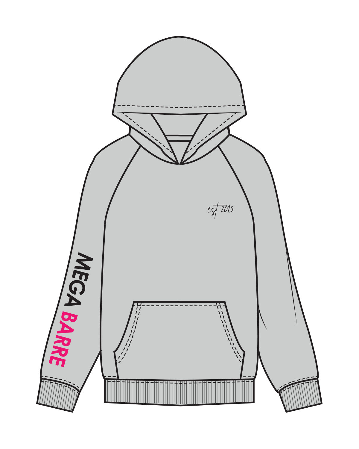 The Womens Hoodie - Storm - Megabarre - Left Chest Black & Right Sleeve - Printed - Black/Pink
