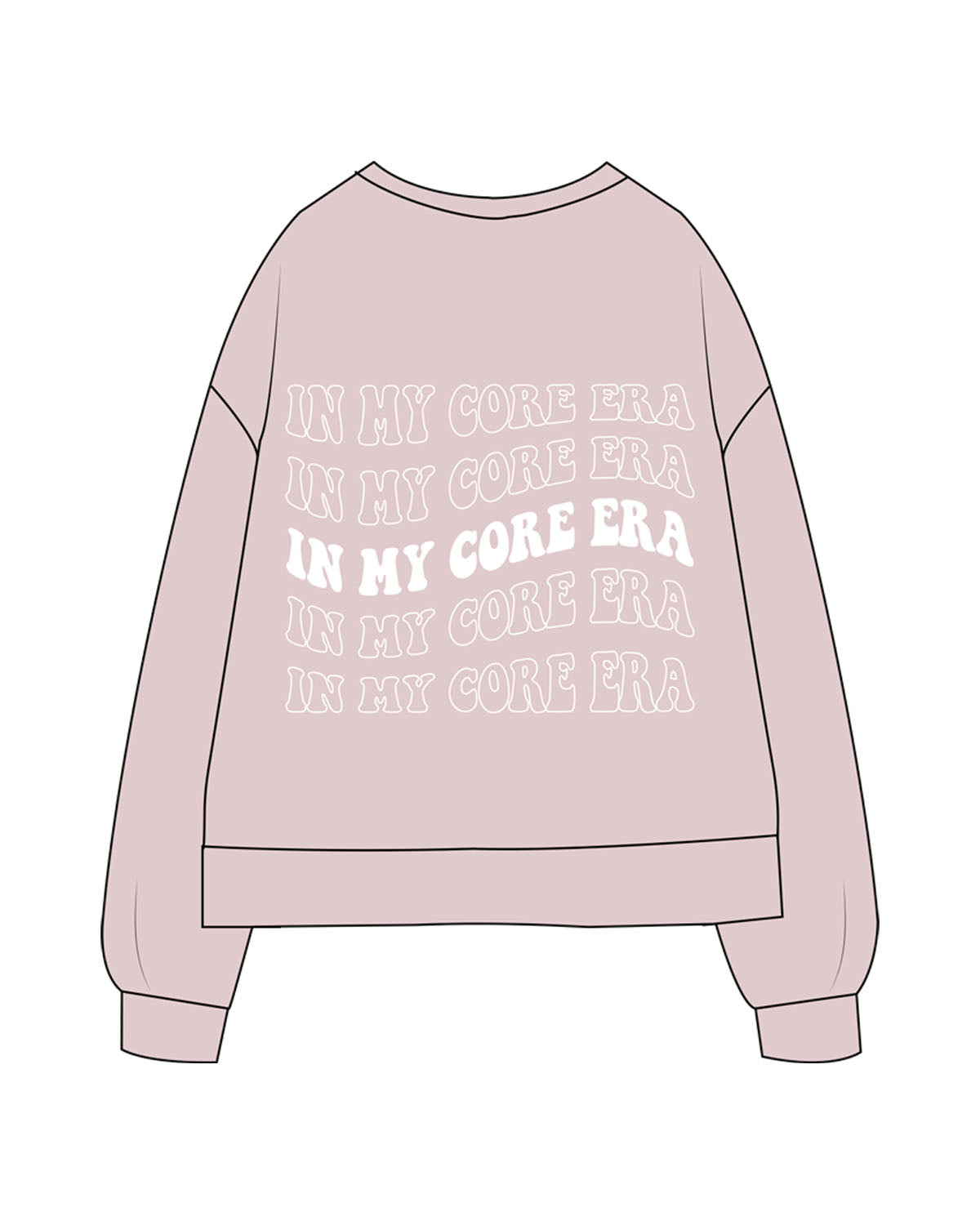 The Recycled Womens Crewneck - Blush - Core Crown Point - Left Chest & Back - Printed - White
