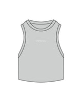 The Ribbed Crop Tank - Storm - Tone Wellness Studio - Center Chest - Embroidered - White
