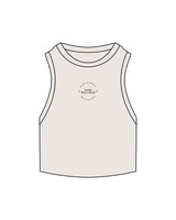 The Ribbed Crop Tank - Bone - Tone Wellness Studio - Center Chest Stacked - Embroidered - Black