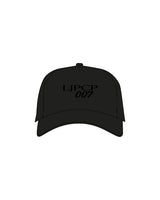 The Trucker Hat - Black - LA JOLLA PCP - Center Crown Stacked - Embroidered - Puff - Tone on Tone