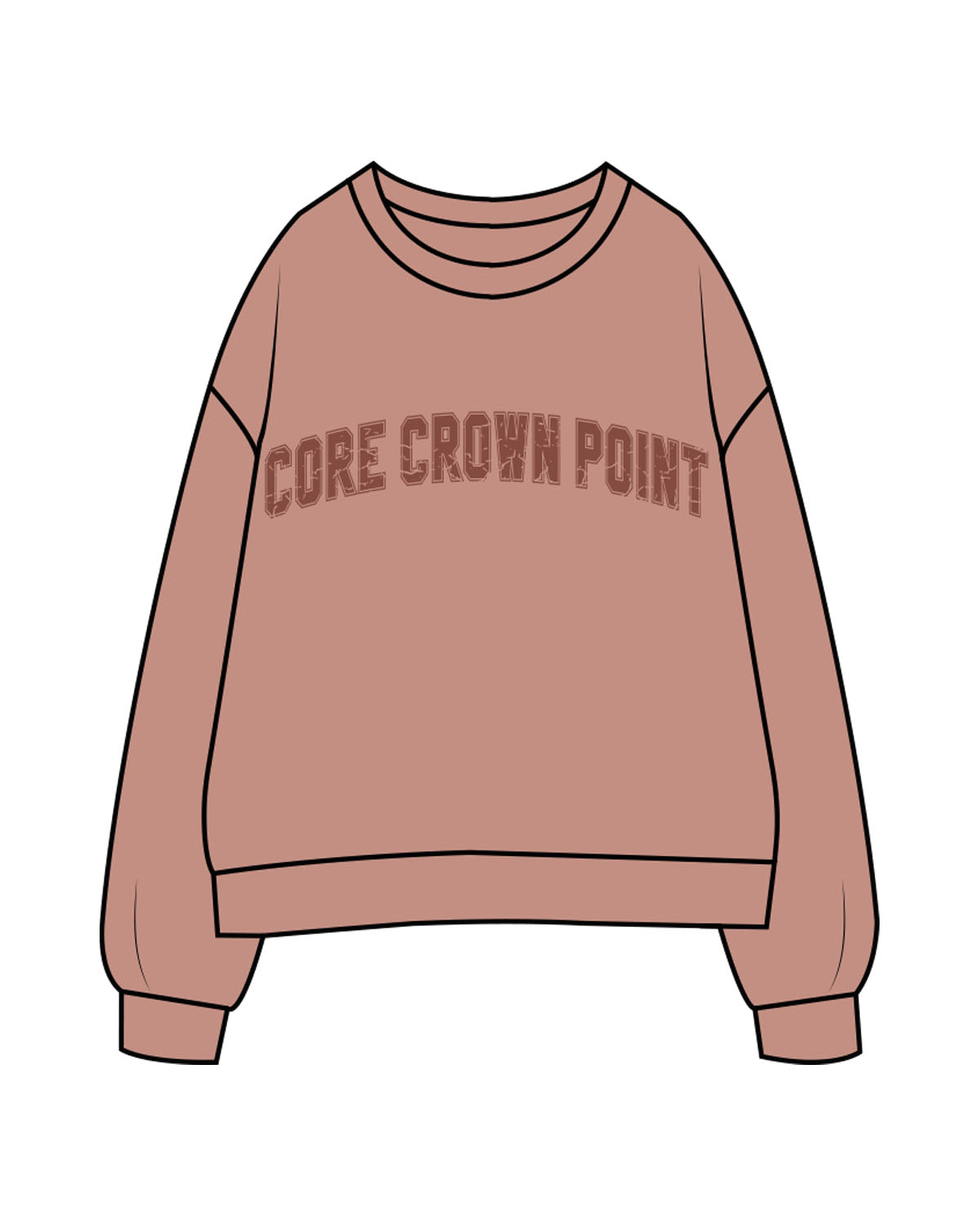 THE WOMENS CREWNECK - Clay - Core Crown Point - Chest - Printed - Tone on Tone