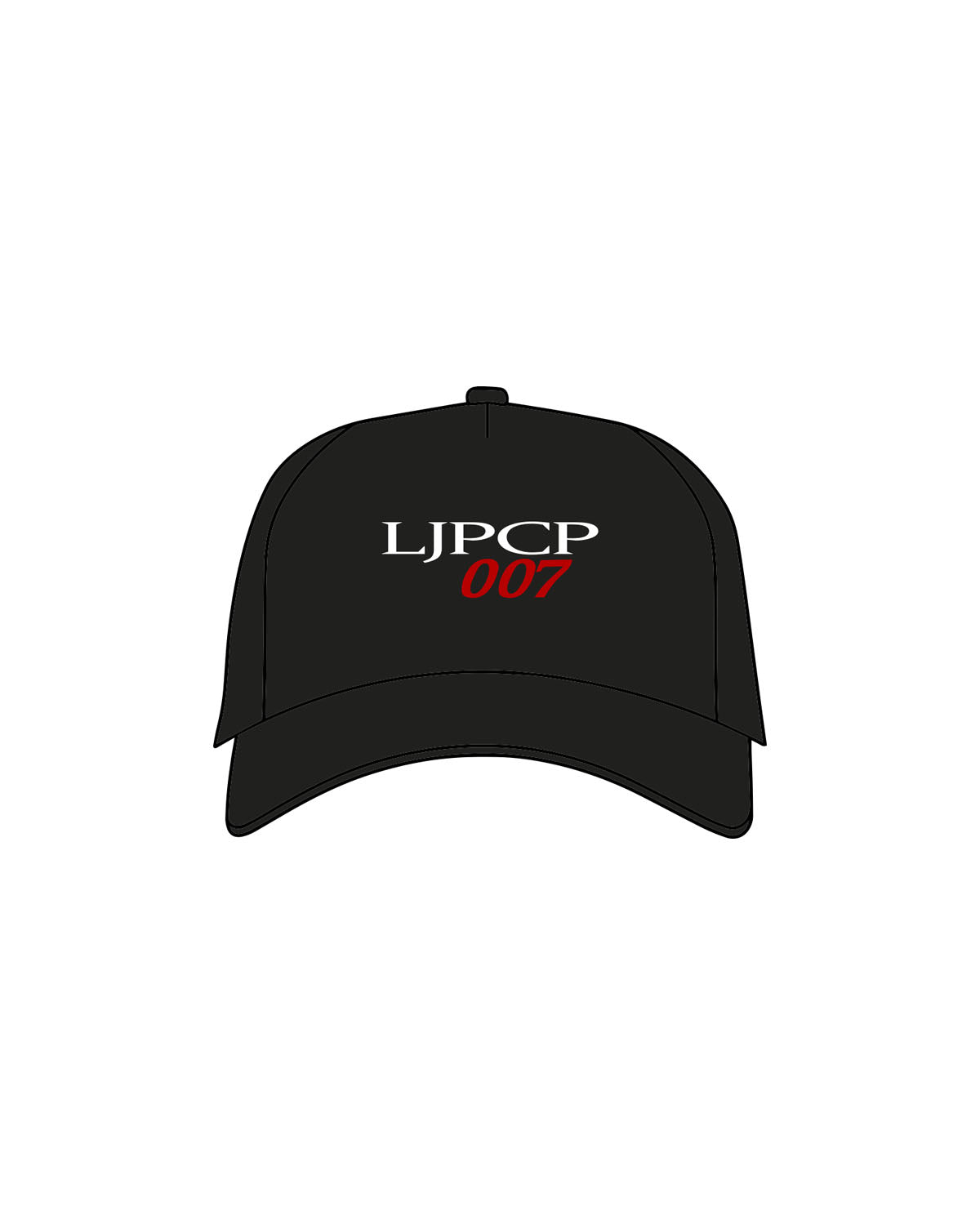 The Trucker Hat - Black - LA JOLLA PCP - Center Crown Stacked - Embroidered - Puff - Full Color