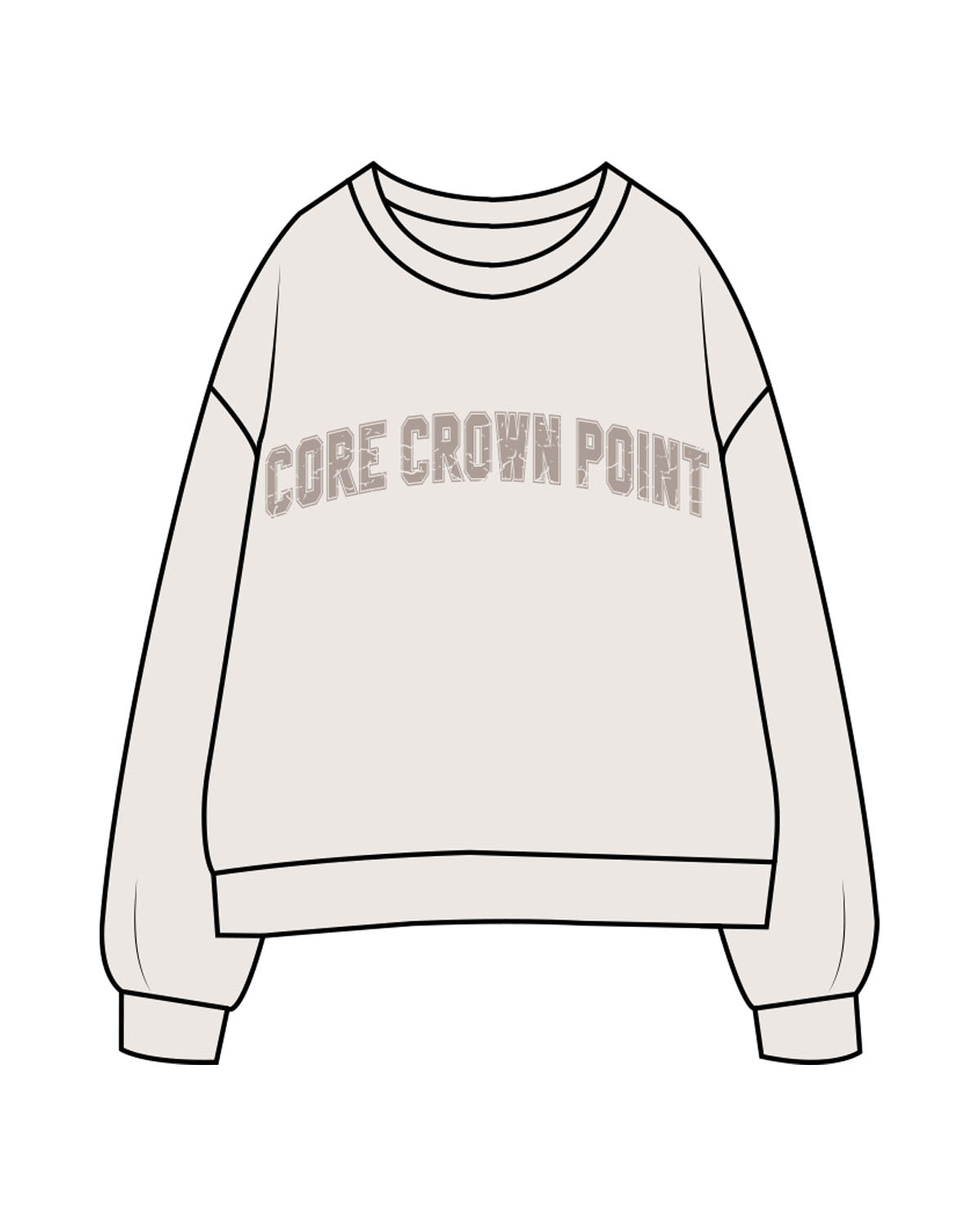 THE WOMENS CREWNECK - Bone - Core Crown Point - Chest - Printed - Tone on Tone