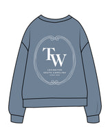 The Midweight Unisex Crewneck - Washed Slate - Tone Wellness Studio - Center Chest - Back Stacked - Printed - White