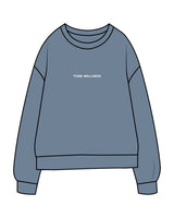 The Midweight Unisex Crewneck - Washed Slate - Tone Wellness Studio - Center Chest - Back Stacked - Printed - White