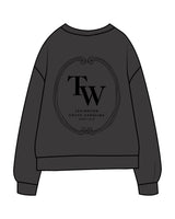 The Midweight Unisex Crewneck - Washed Black - Tone Wellness Studio - Center Chest - Back Stacked - Printed - Black