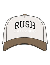 The Canvas Cap - Natural / Walnut - Rush Cycle Studio - Center Crown Stacked - Printed - Full Color