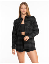The Flannel - Gray / Black - Rush Cycle Studio - Back Stacked - Printed - Full Color