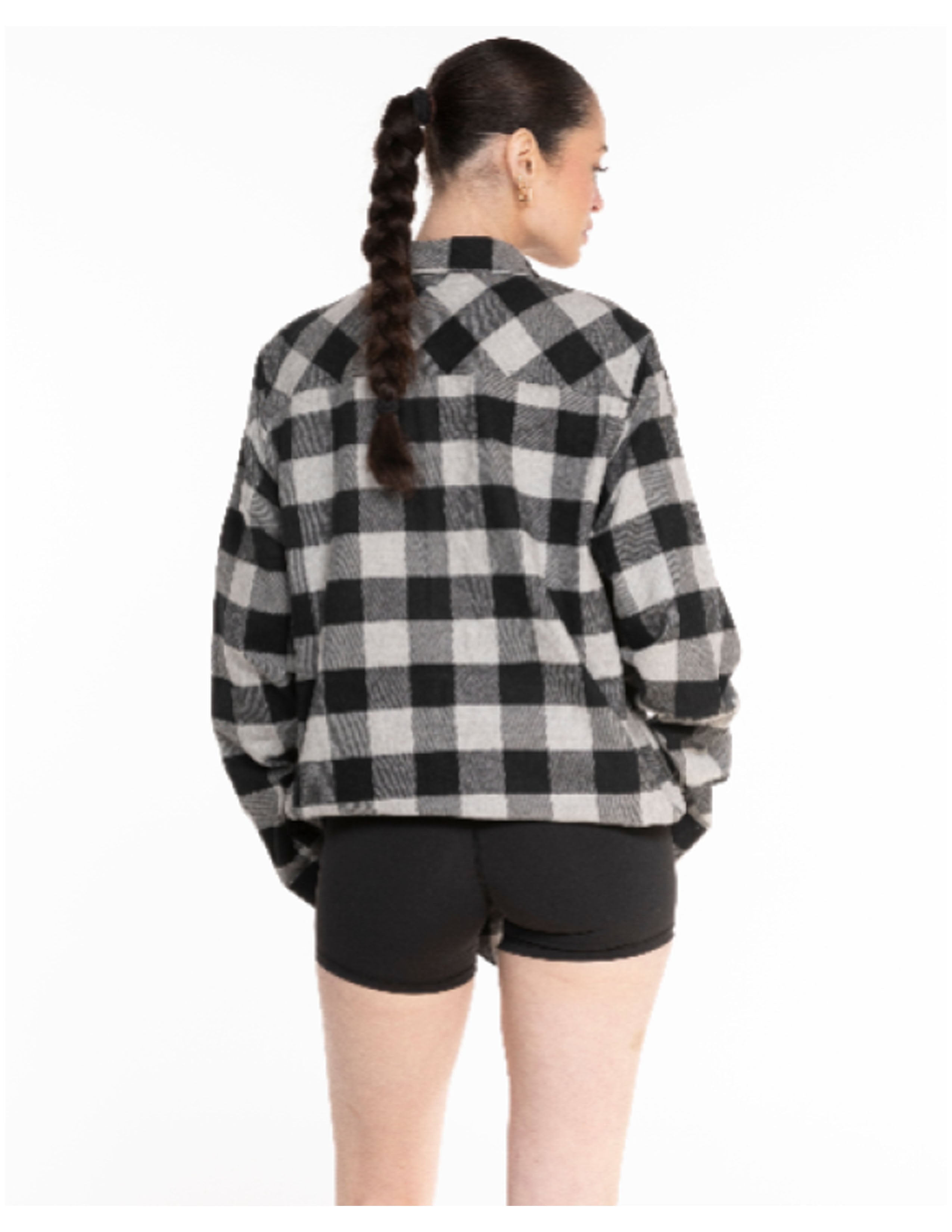 The Flannel - Heather / Black - Rush Cycle Studio - Left Chest Stacked - Printed - Full Color