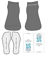 The Ankle Sock - Charcoal- Move Studio Pilates - Back - Transparent Circle Shape Grip - White