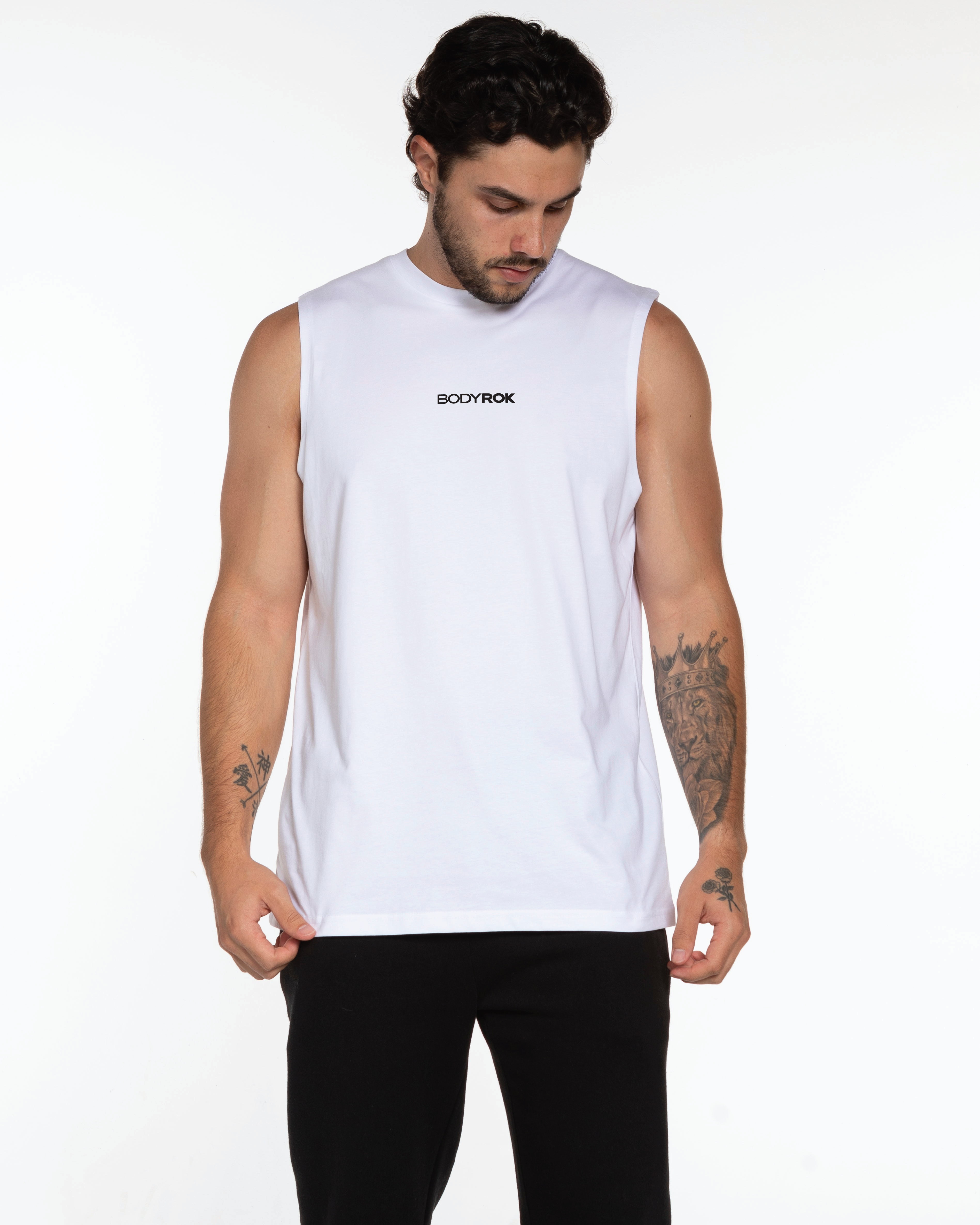 The Mens Classic Tank - White - Summer 2026 - Center Chest & Back Stacked - Printed - Black