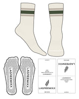 The Crew Sock - Off White - LagreeMixx - Toe & Border on Ankle - Transparent Hexagon Grip - Full Color  2 Tone