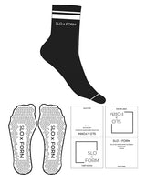 The 3/4 Crew Sock - Black - Slo x Form - Side with Thick Stripe - White Triangle Grip  - White