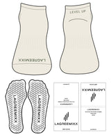 The Ankle Sock - Off White - LagreeMixx - Toe & Top " LEVEL UP " - Green Hexagon Grip - Green