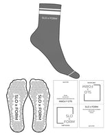 The 3/4 Crew Sock - Charcoal - Slo x Form - Side with Thick Stripe - Transparent Triangle Grip  - White