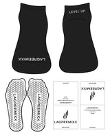 The Ankle Sock - Black - LagreeMixx - Toe & Top " LEVEL UP " - White Hexagon Grip - White