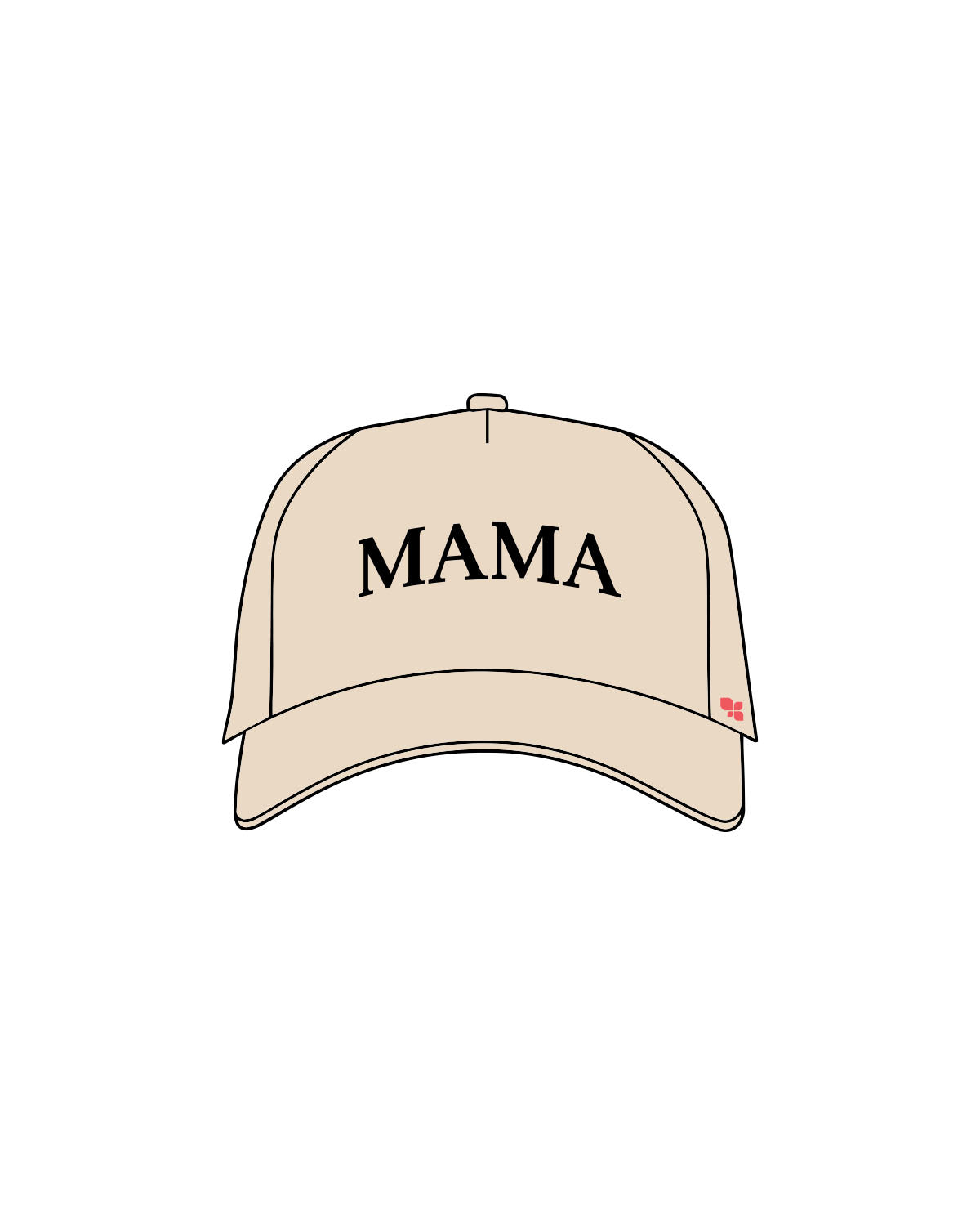 The 5 Panel Trucker Hat - Sand - F4Mom-TriValley - Center Crown "Mama" & Lower Left Side - Embroidered - Full Color