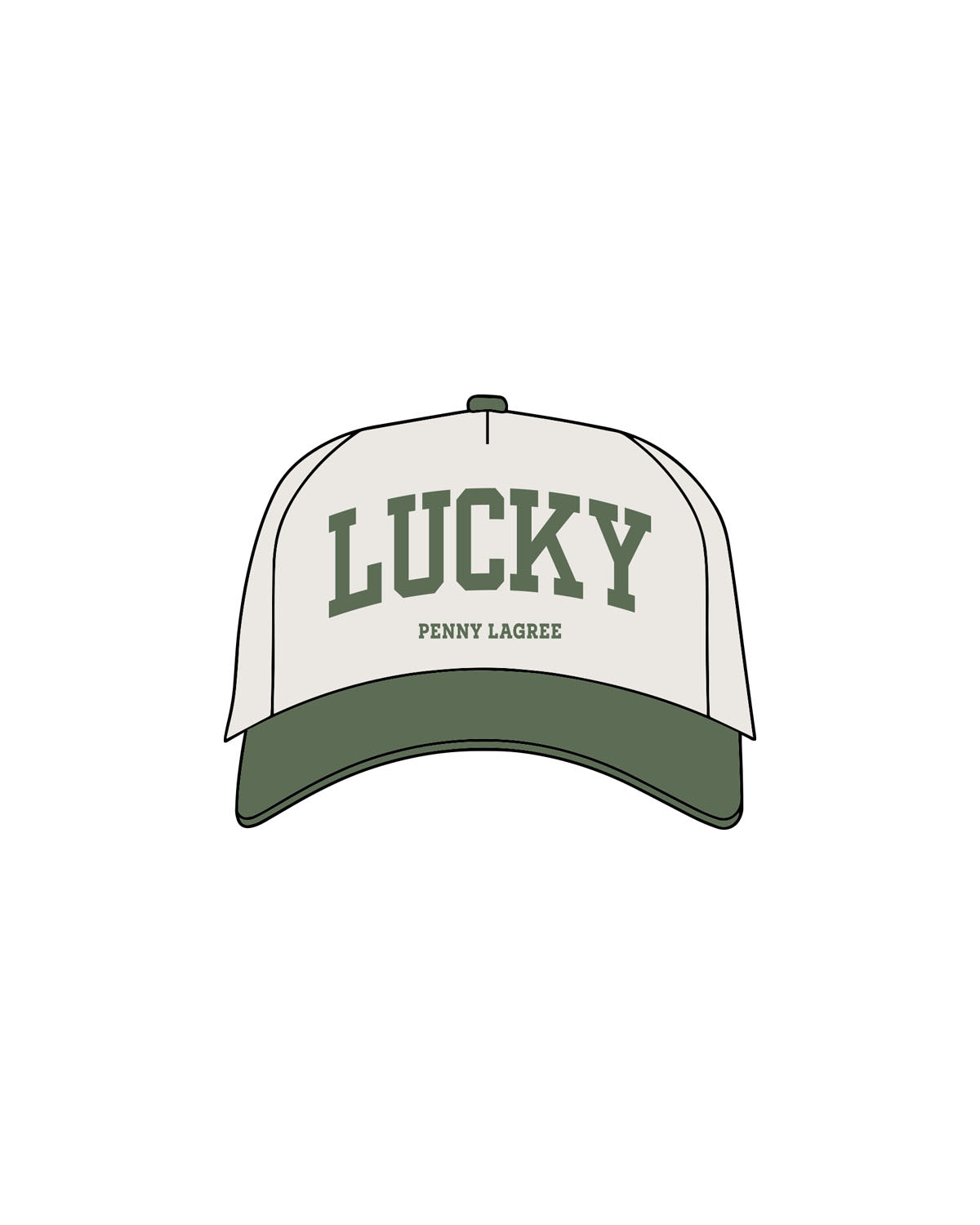 The Canvas Cap - Natural / Forest - Lucky Penny - Center Crown Stacked - Printed - Forest