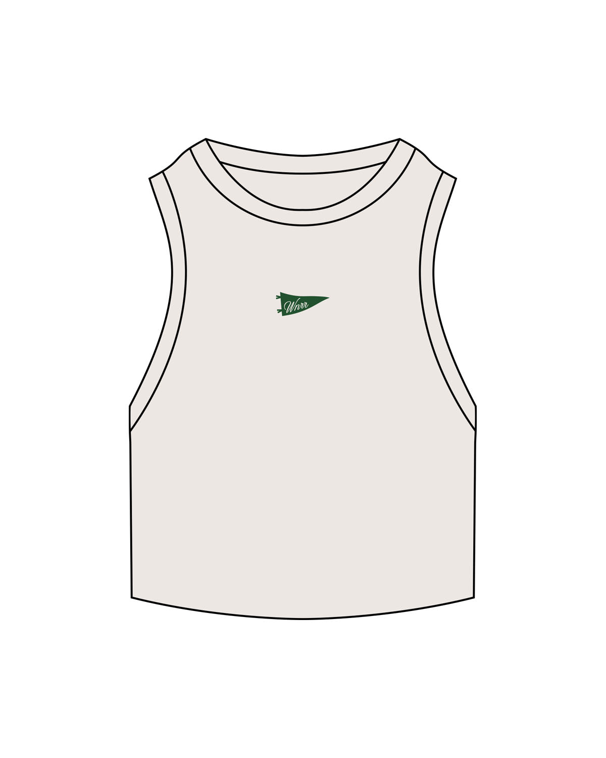 The Ribbed Crop Tank - Bone - WNRR - Center Chest - Embroidered - Green & Bone