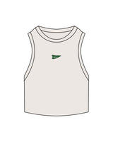 The Ribbed Crop Tank - Bone - WNRR - Center Chest - Embroidered - Green & Bone