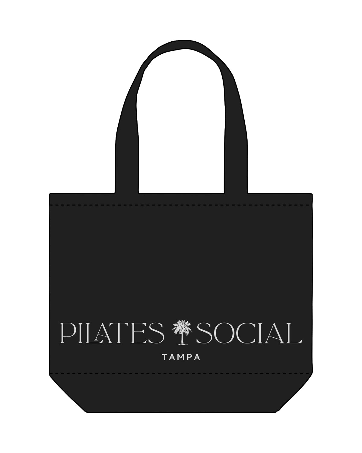 The Tote Bag - Black - Pilates Social - Front Lower Bottom - White
