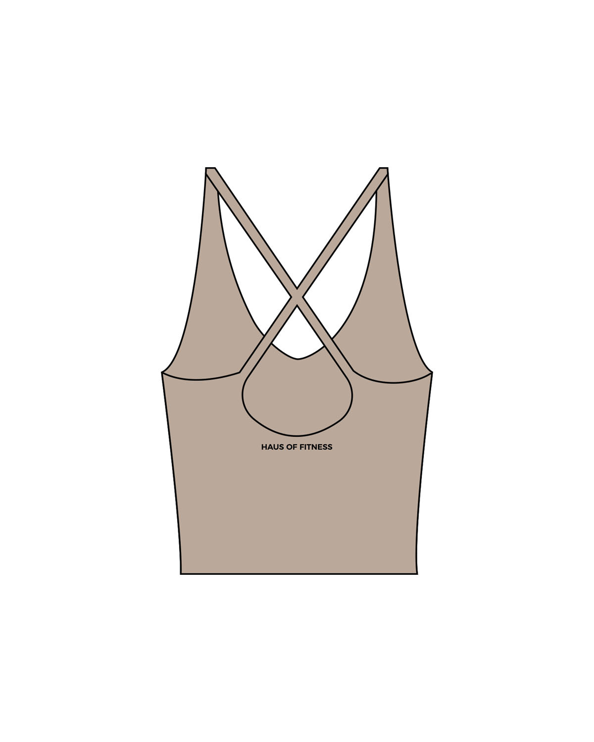 The Sporty Strappy Tank - Light Brown - Haus of Fitness - Center Back - Printed - Black