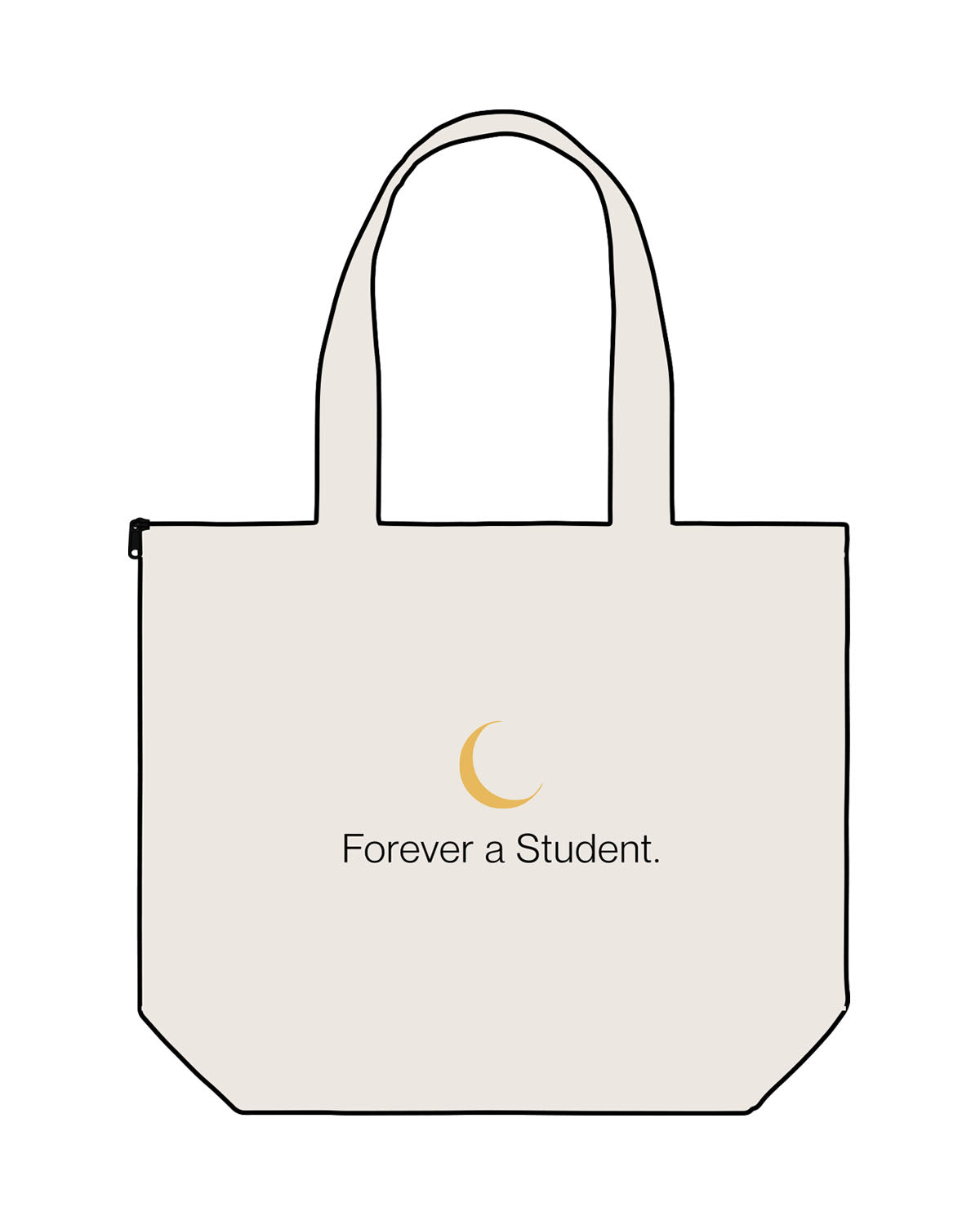 The Zipper Tote Bag - Natural - Half Moon Yoga - Full Center - Back - Moon - e7b95c - Printed - Full Color