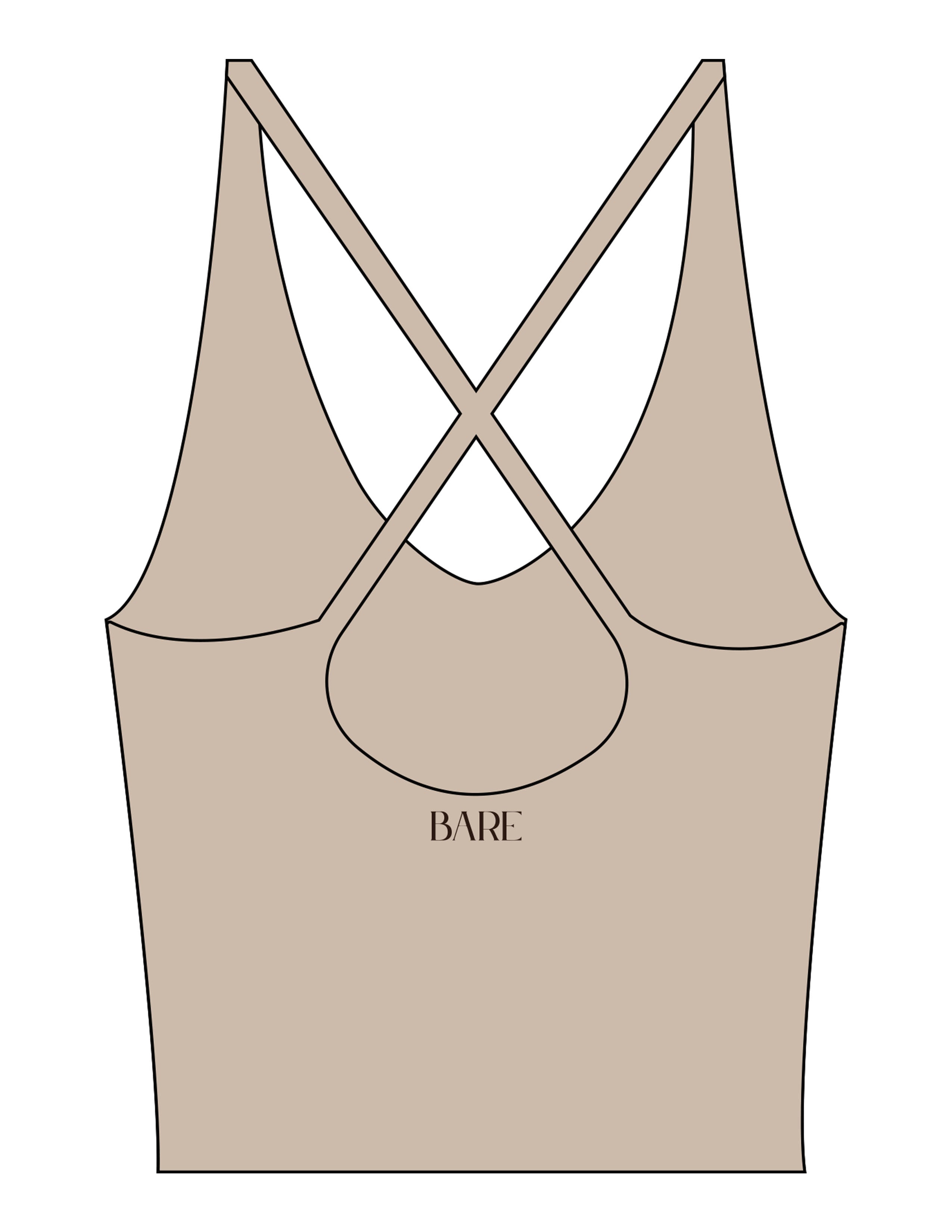 The Sporty Strappy Tank - Brown - Bare Pilates - Center back - Printed - Dark Brown