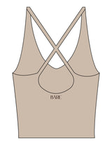 The Sporty Strappy Tank - Brown - Bare Pilates - Center back - Printed - Dark Brown