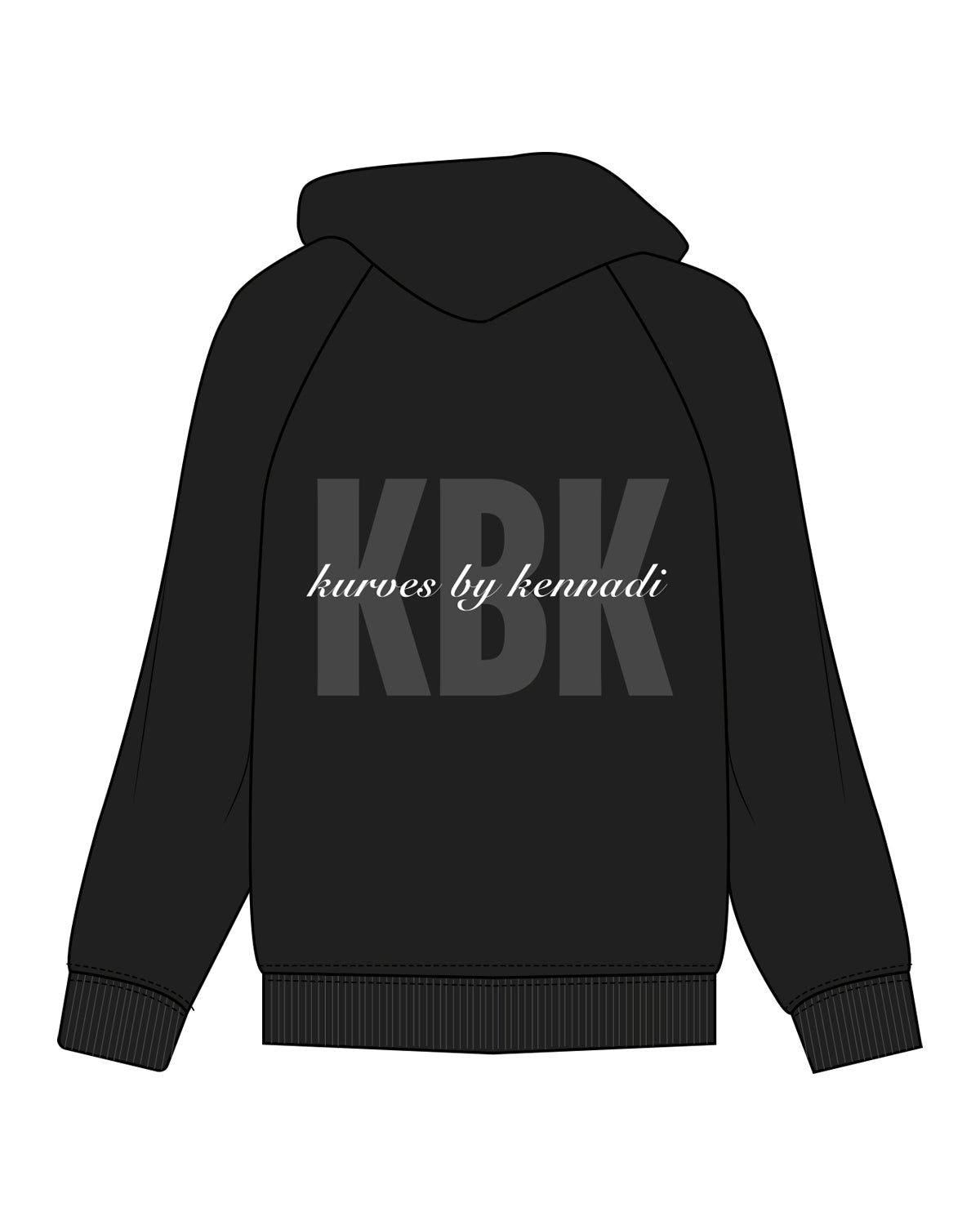 The Womens Hoodie - Black - KBK - Center Chest & Back Center Stacked - Full Color
