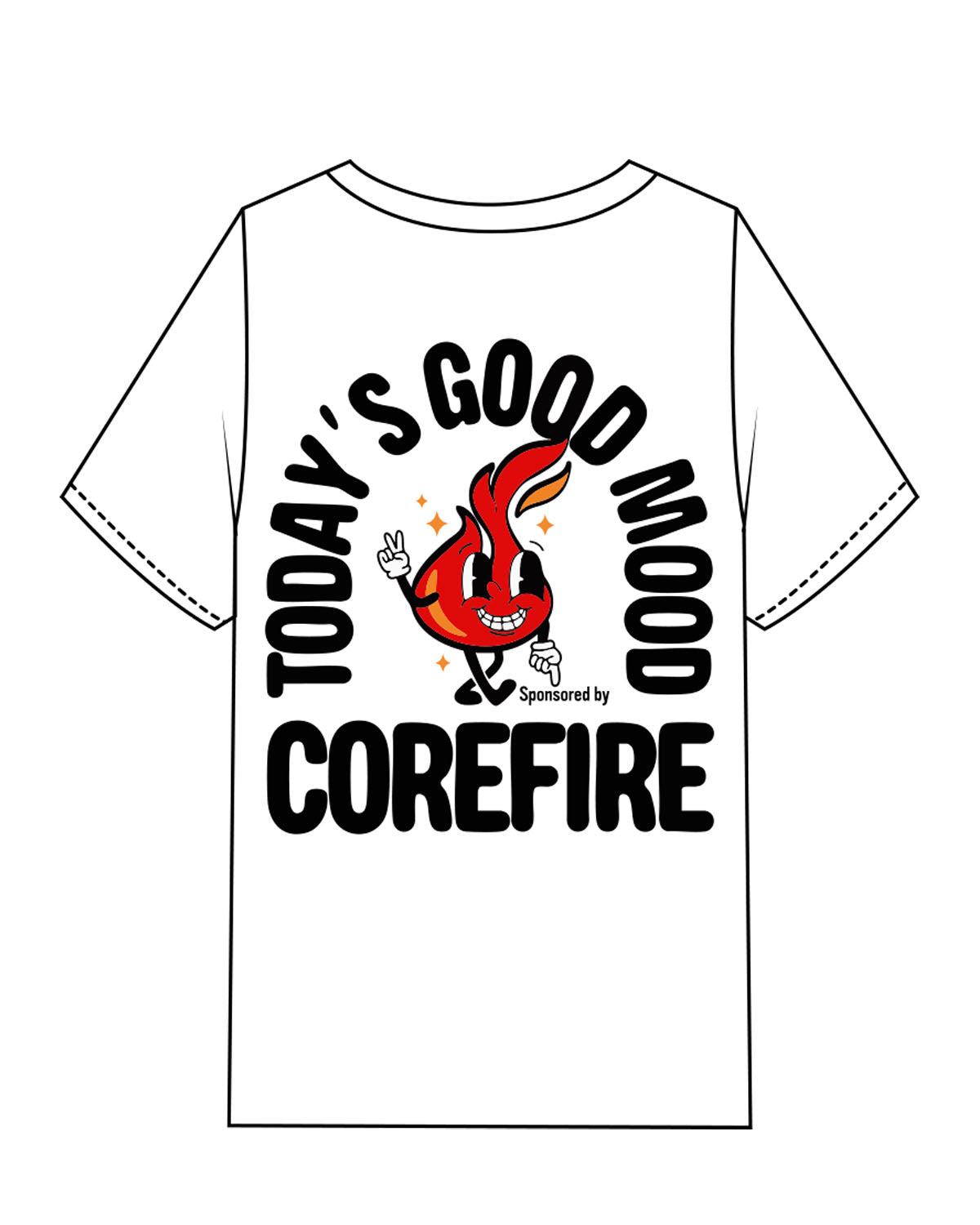 The Mens Heavyweight Tee - White - Corefire - Left Chest Flame - Full Back Center - Full Color