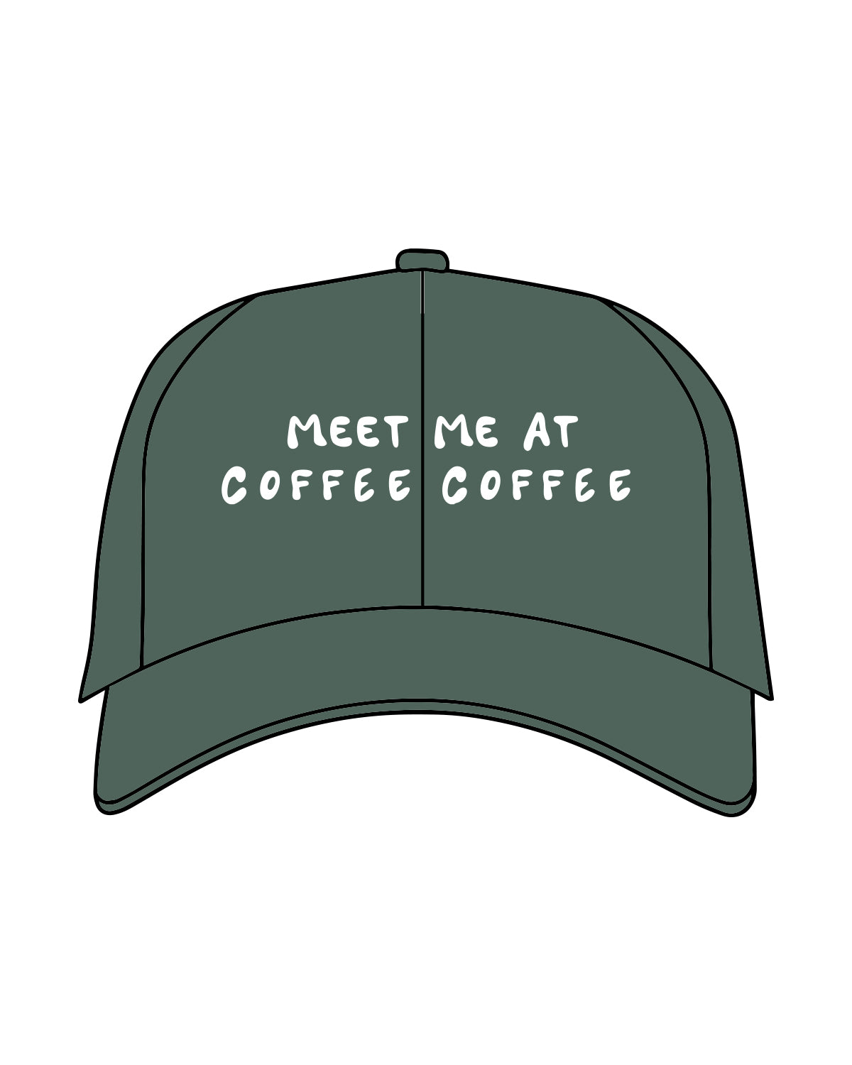 The Dad Hat - Spruce - Coffee - Center Crown Stacked  Words - Embroidered - White