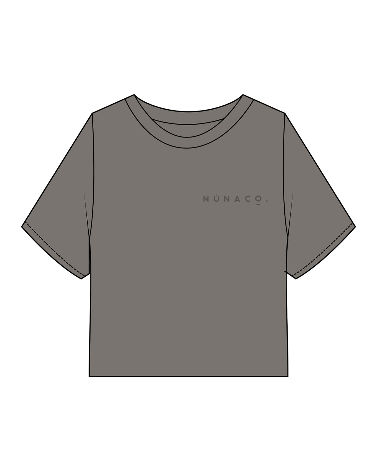The Heavyweight Crop Tee - Washed Gray - Nuna Collective - Left Chest - Tone on Tone
