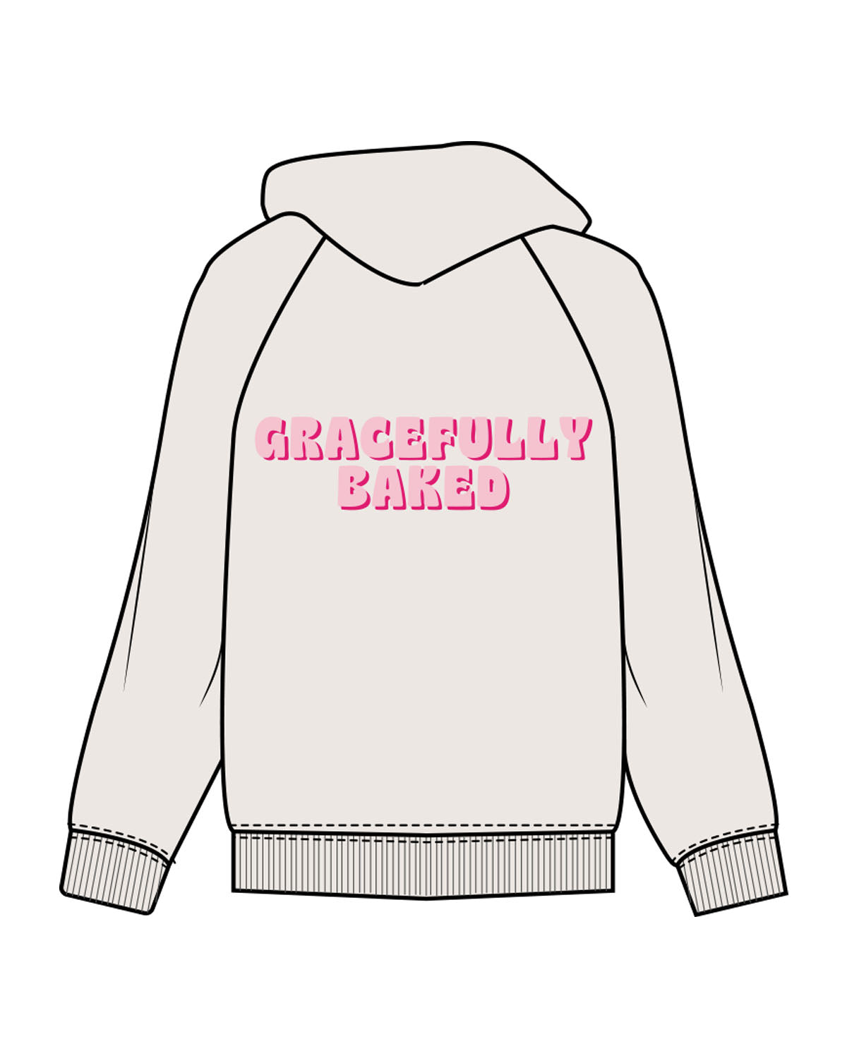 The Womens Hoodie - Bone - Gracefully Baked Bread - Left Chest "GB" & Back Stacked - Printed - Full Color