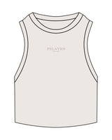 The Ribbed Crop Tank - Bone - Pilates Leucadia - Center Chest - Embroidered - Tone on Tone