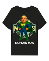 The Mens Heavyweight Tee - Black - Macros - Front Image "CAPTAIN MAC" - Printed - Full Color