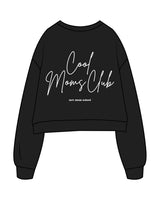 The Studio Crop - Black - New Mom School - Left Chest & Back Stacked "COOL" - Printed - White