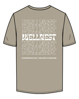 The Mens Tee - Eucalyptus - Wellnest - Left Chest Oval & Full Back Text Stacked - Printed - White
