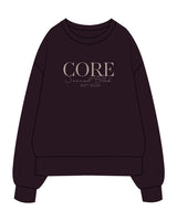 The Womens Heavyweight Crewneck - Plum - Core Crown Point - Center Chest- Printed - Bone
