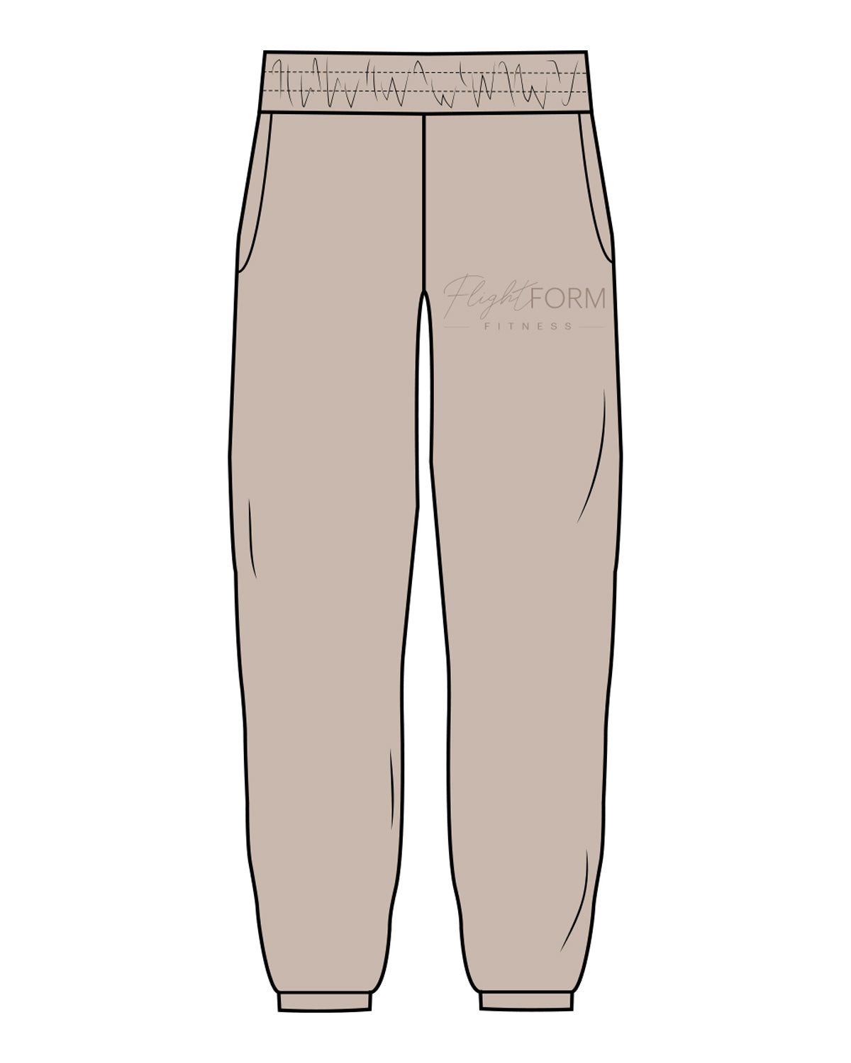 The Womens Sweatpants - Bone - Flightform - Left Leg Pocket Stacked - Tone on Tone