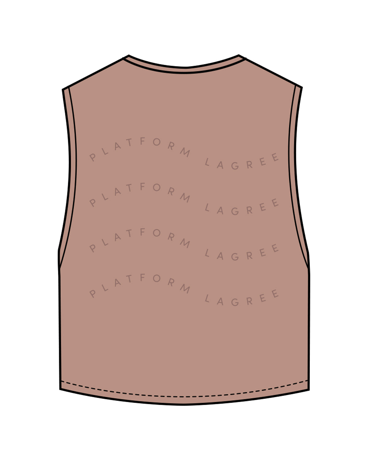 The Crop Muscle Tank - Clay - Platform - Center Chest & Back Stacked - Tone on Tone