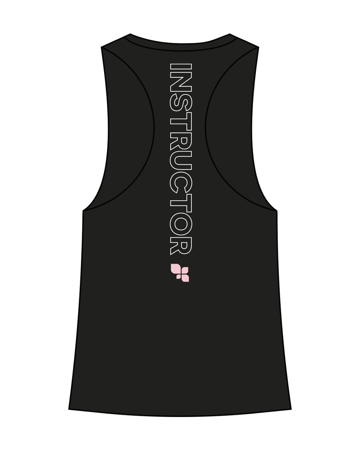 The Womens Racerback Tank - Black - F4Mom-TriValley - Left Chest & Back Center Spine " INSTRUCTOR " - Printed - Full Color