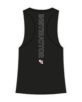 The Womens Racerback Tank - Black - F4Mom-TriValley - Left Chest & Back Center Spine " INSTRUCTOR " - Printed - Full Color