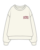 The Womens Heavyweight Crewneck - Off White - Elevate Pilates - Left Chest Stacked - Printed - Maroon